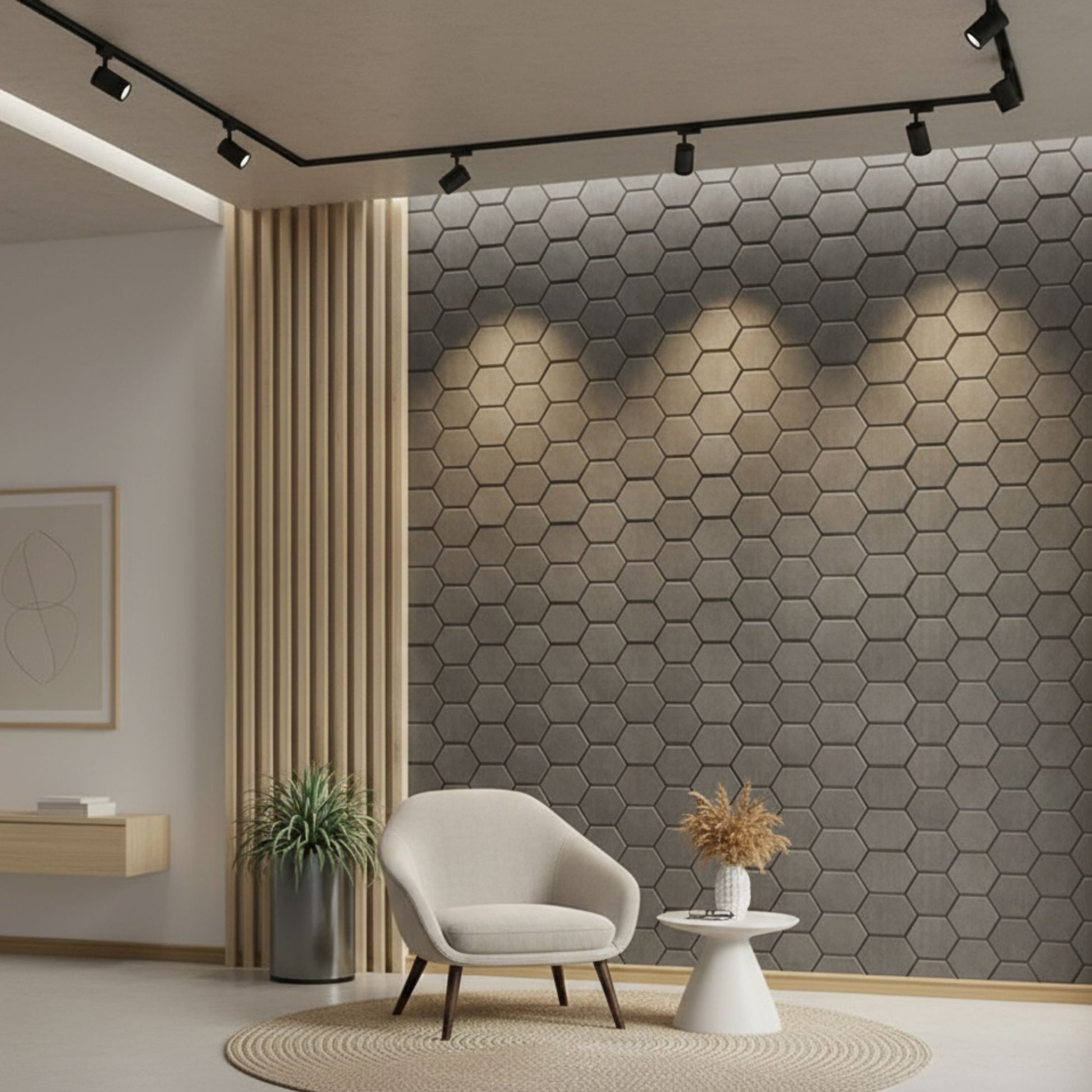 Gray Marble 3D Wall Panels Hexagon Design-td038