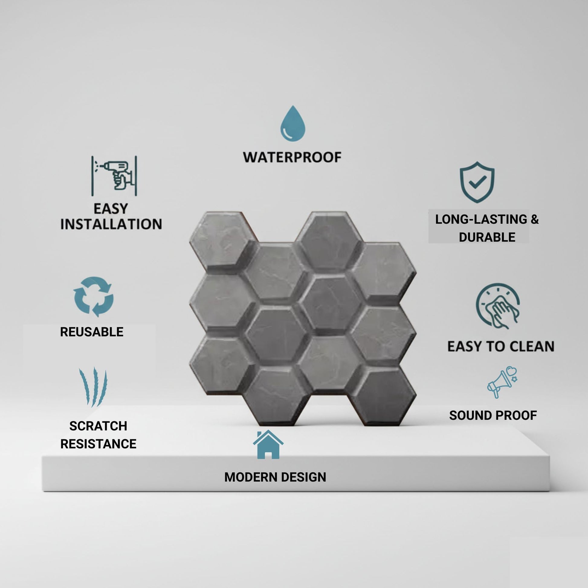 Gray Marble 3D Wall Panels Hexagon Design-td038