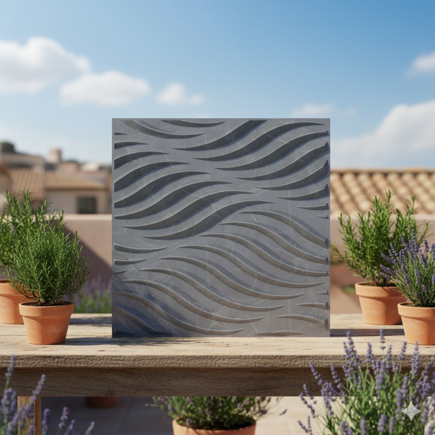 Gray Marble 3D Wall Panels Swirl Design