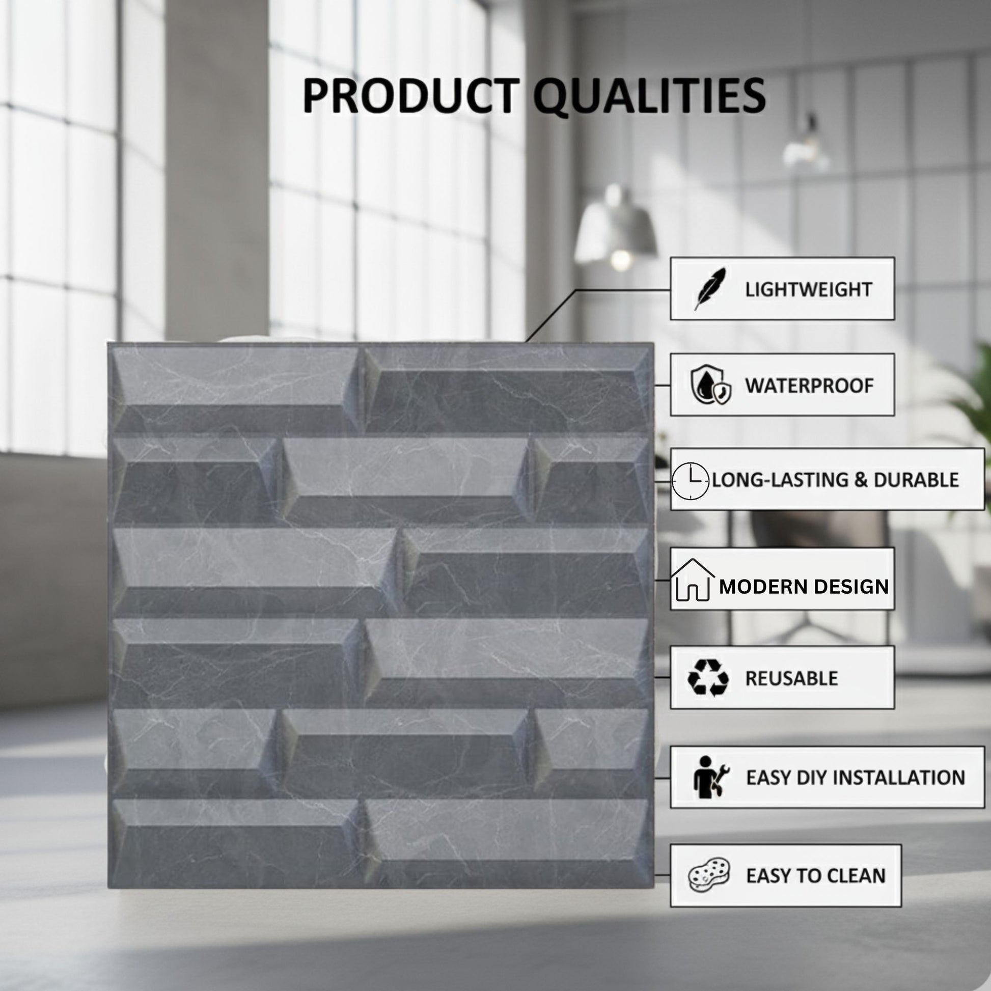 Gray Marble 3D Wall Panels Vault Design
