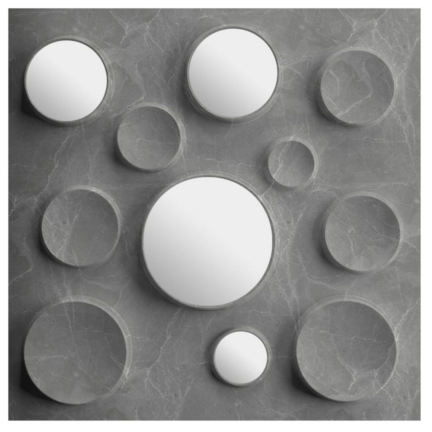 Gray Marble Acrylic Moon Design 3D Wall Panel