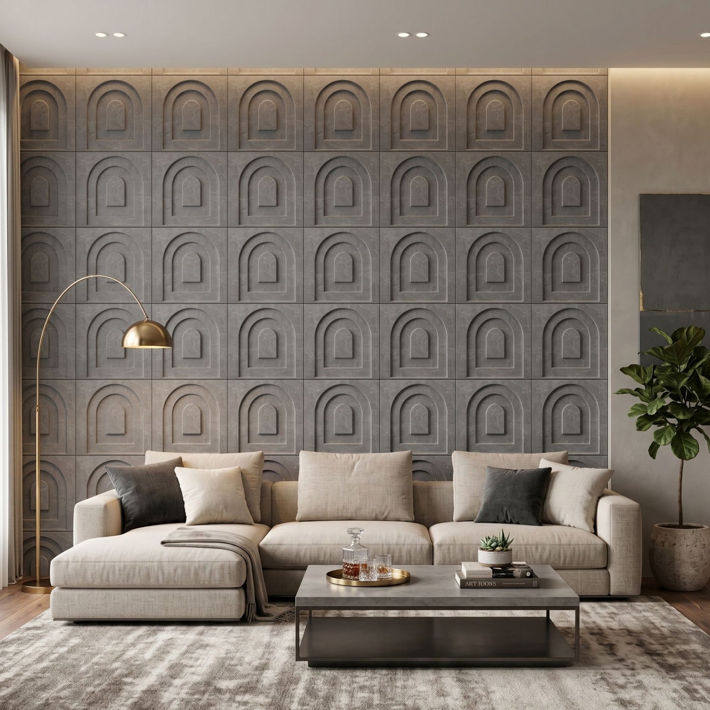Gray Marble Archi Design 3D Wall Panel-1