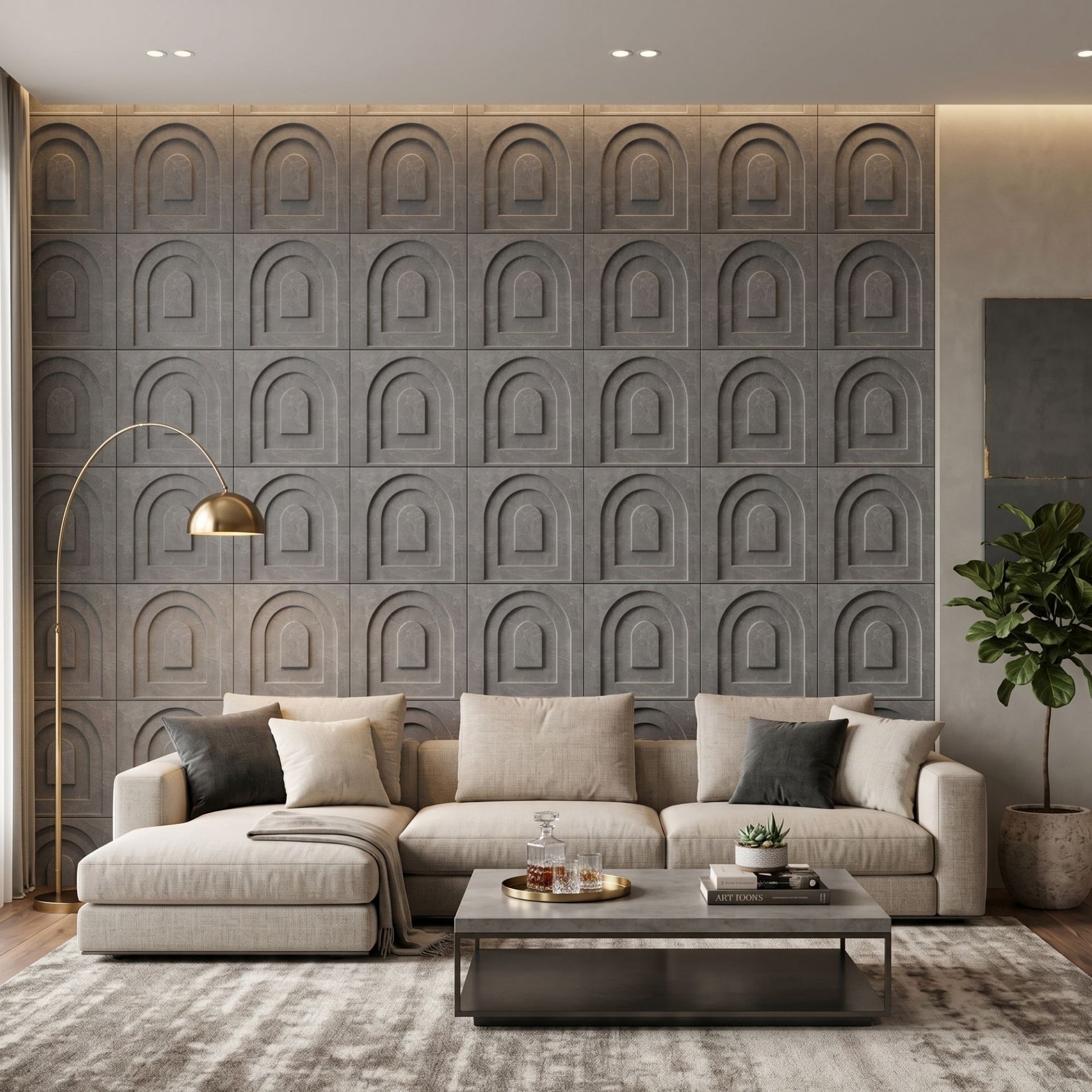 Gray Marble Archi Design 3D Wall Panel-1