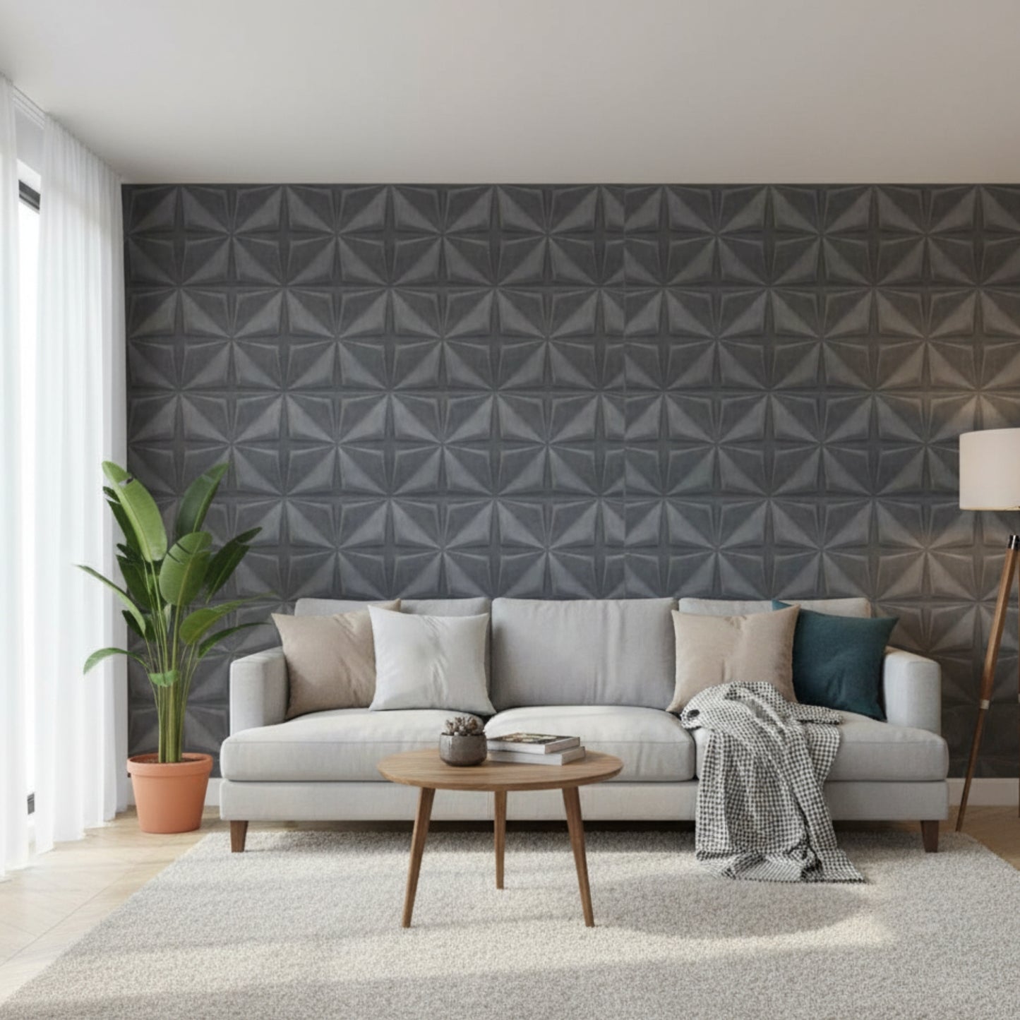 Gray Marble Bloom Design 3D Wall Panel View-1