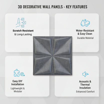 Gray Marble Bloom Design 3D Wall Panel View-2