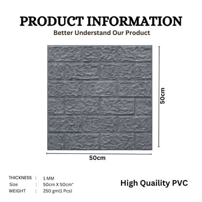 Gray Marble Self Adhesive 3D Panels Brick Design