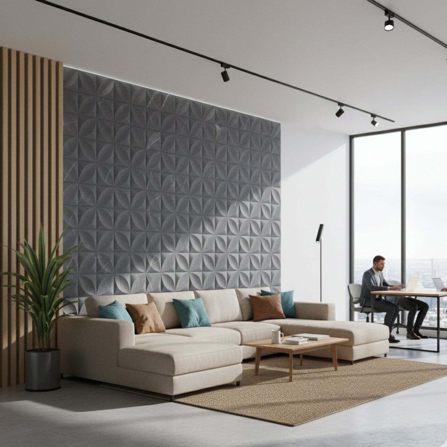 Gray Marble 3D Wall Panels Butterfly Design