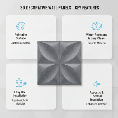 Gray Marble 3D Wall Panels Butterfly Design