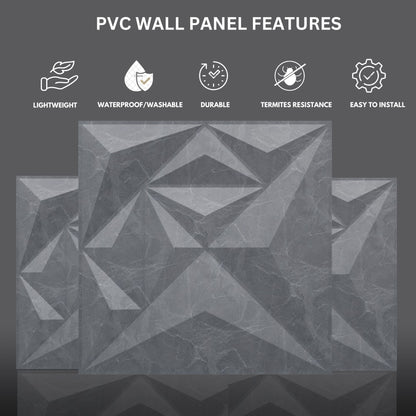 Gray Marble Diamond Design 3D Wall Panel-4