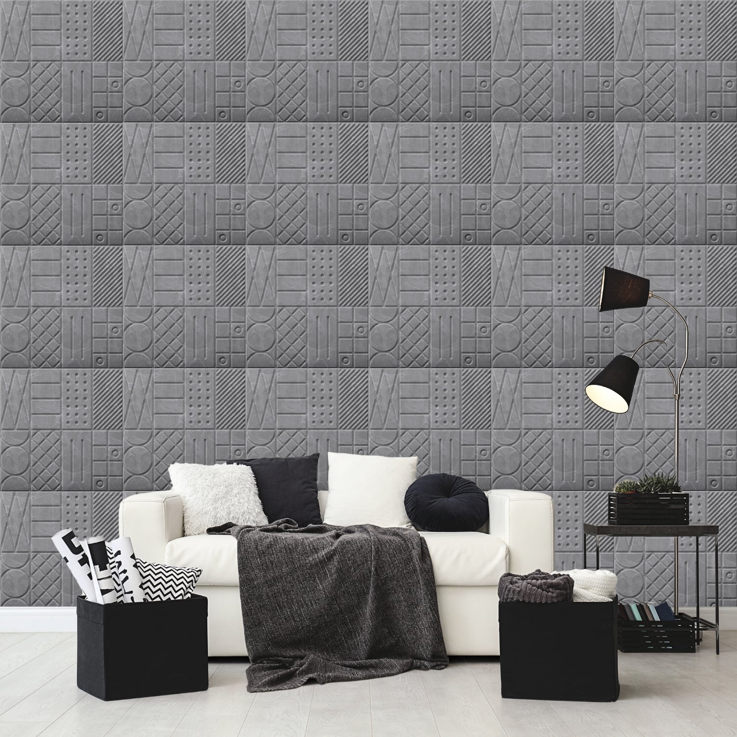 Gray Marble Self Adhesive Panels Square Design