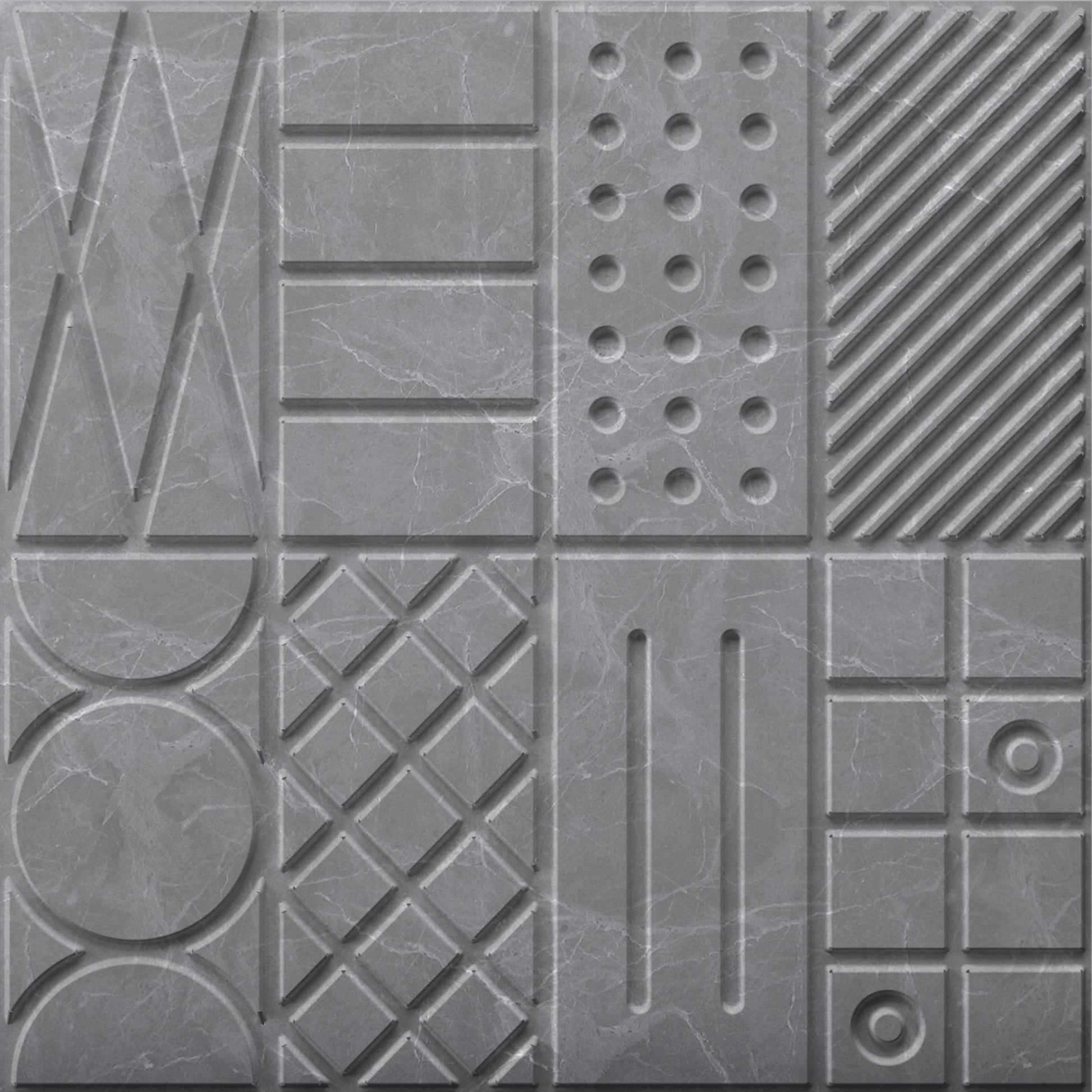 Gray Marble Self Adhesive Panels Square Design