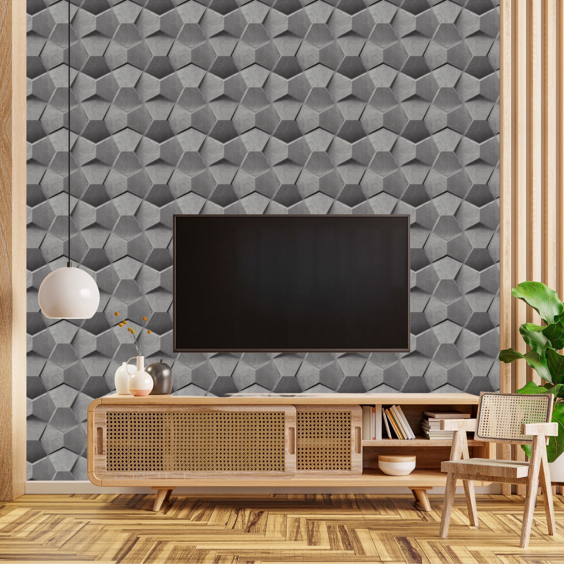 Gray Marble 3D Wall Panels Hexa quarter Design