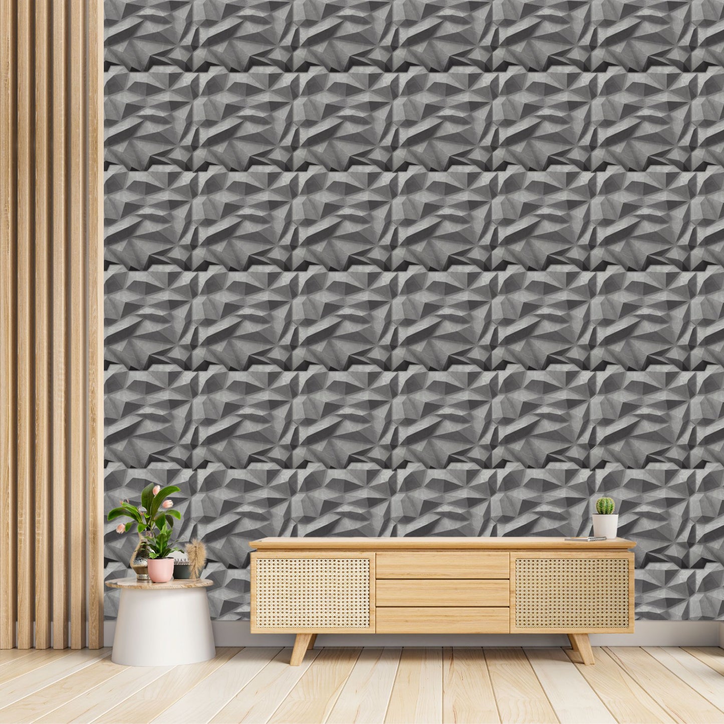 Gray Marble Diamond Design 3D Wall Panel View-2