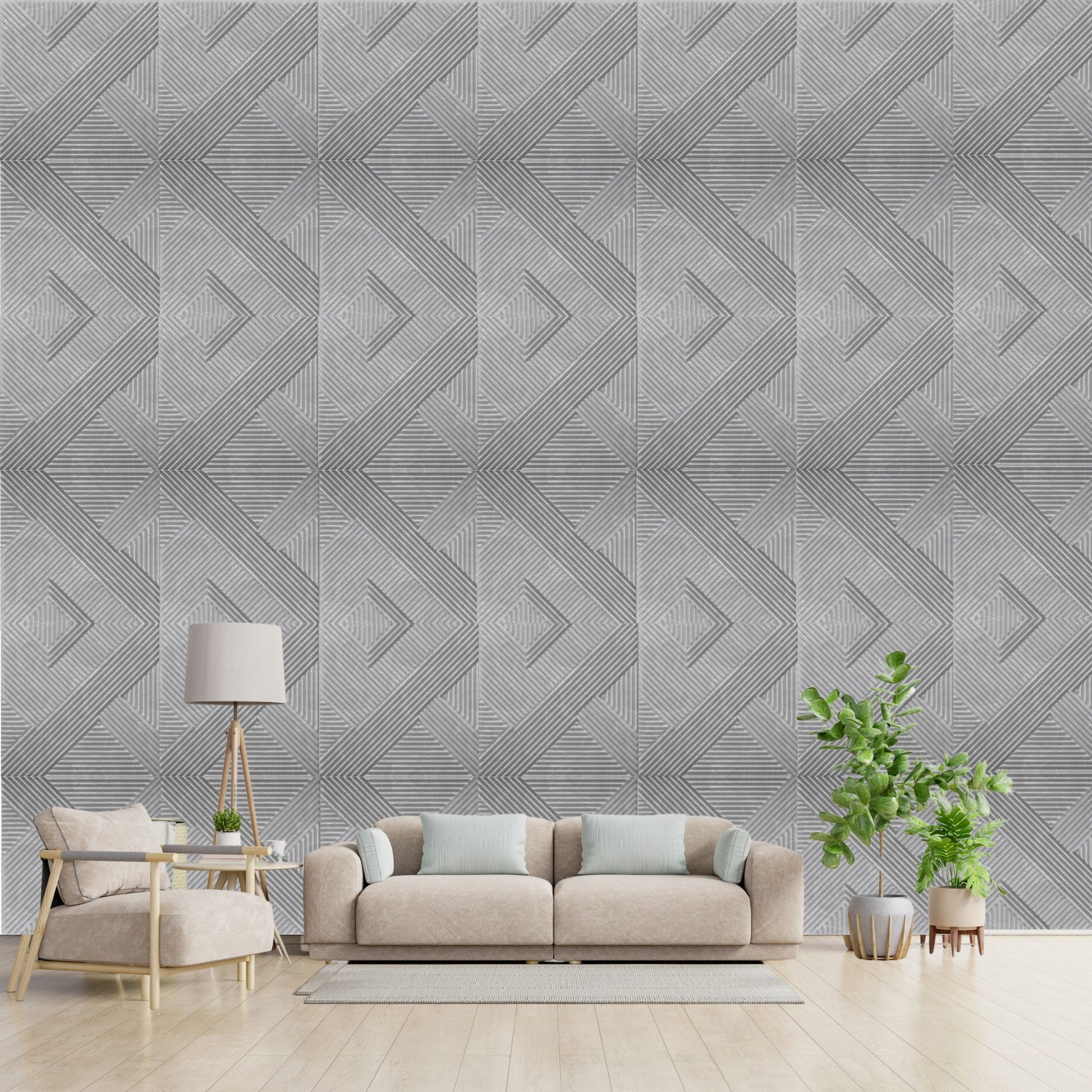 Gray Marble Self Adhesive Panels Line Abstract Design