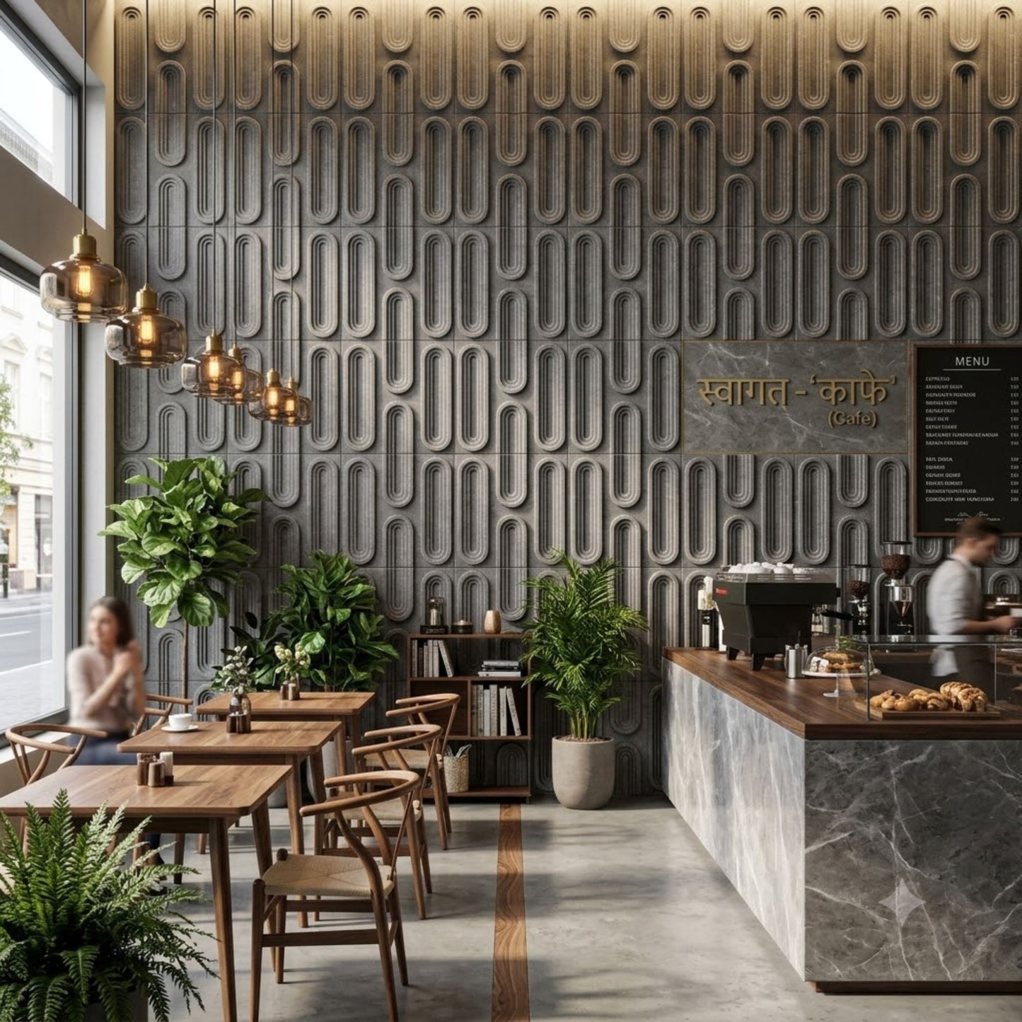 Gray Marble Loops Design 3D Wall Panel-1