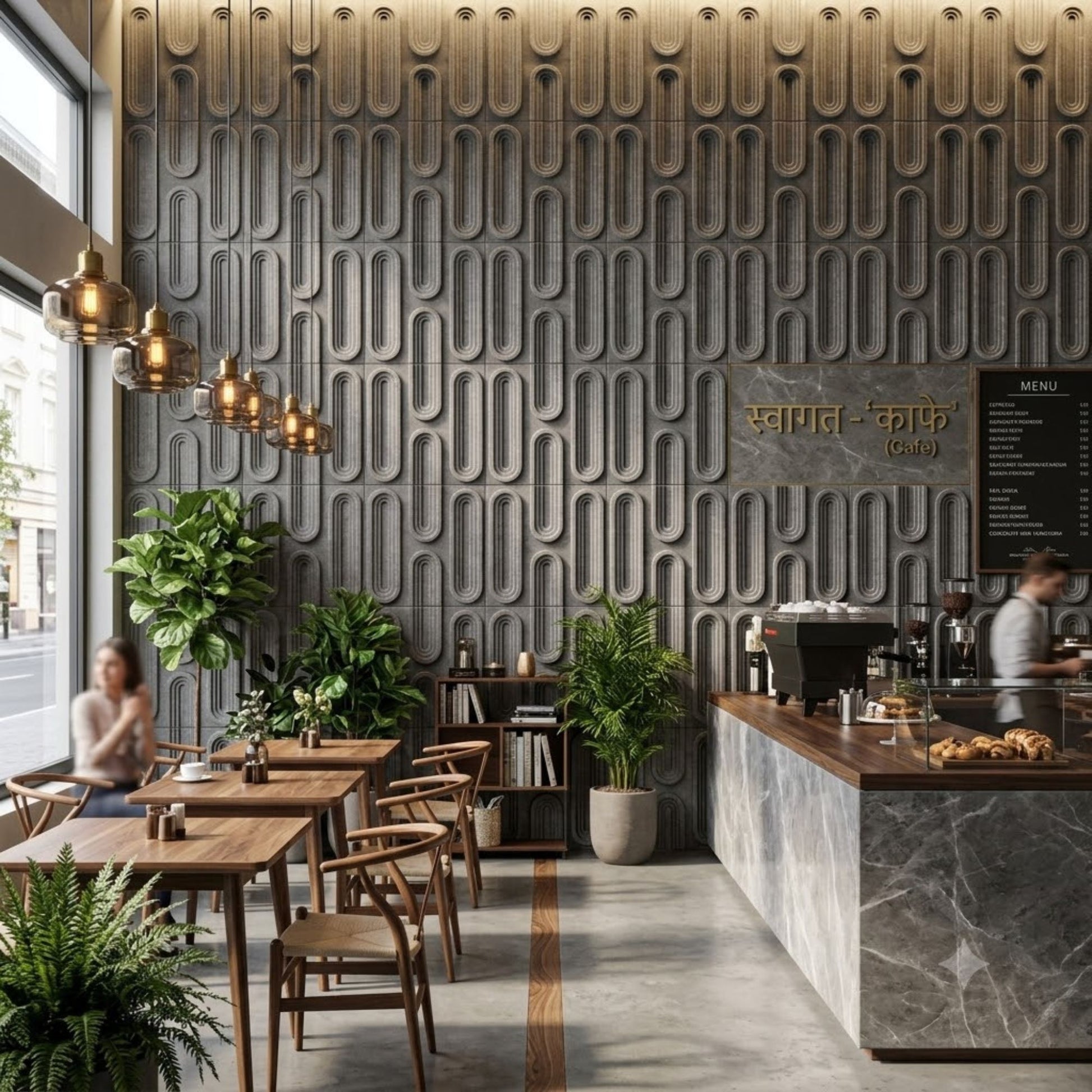 Gray Marble Loops Design 3D Wall Panel-1