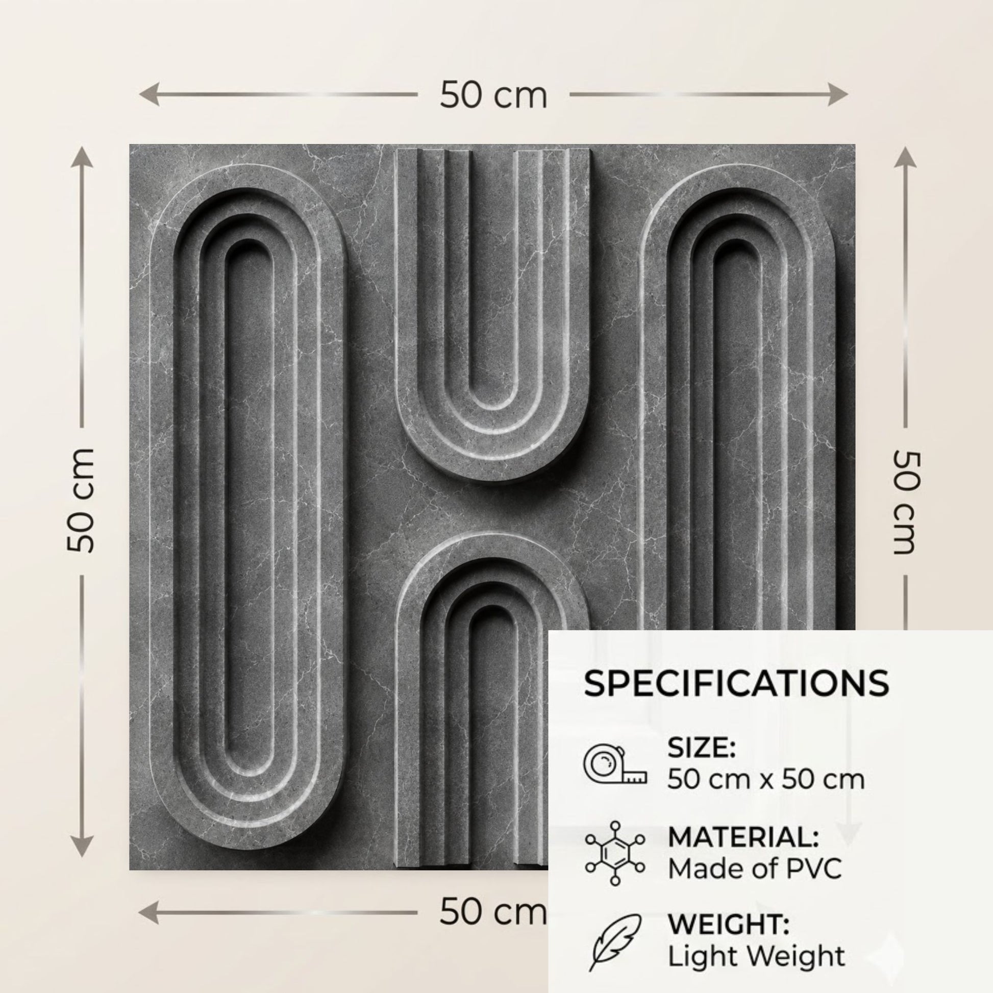 Gray Marble Loops Design 3D Wall Panel-4