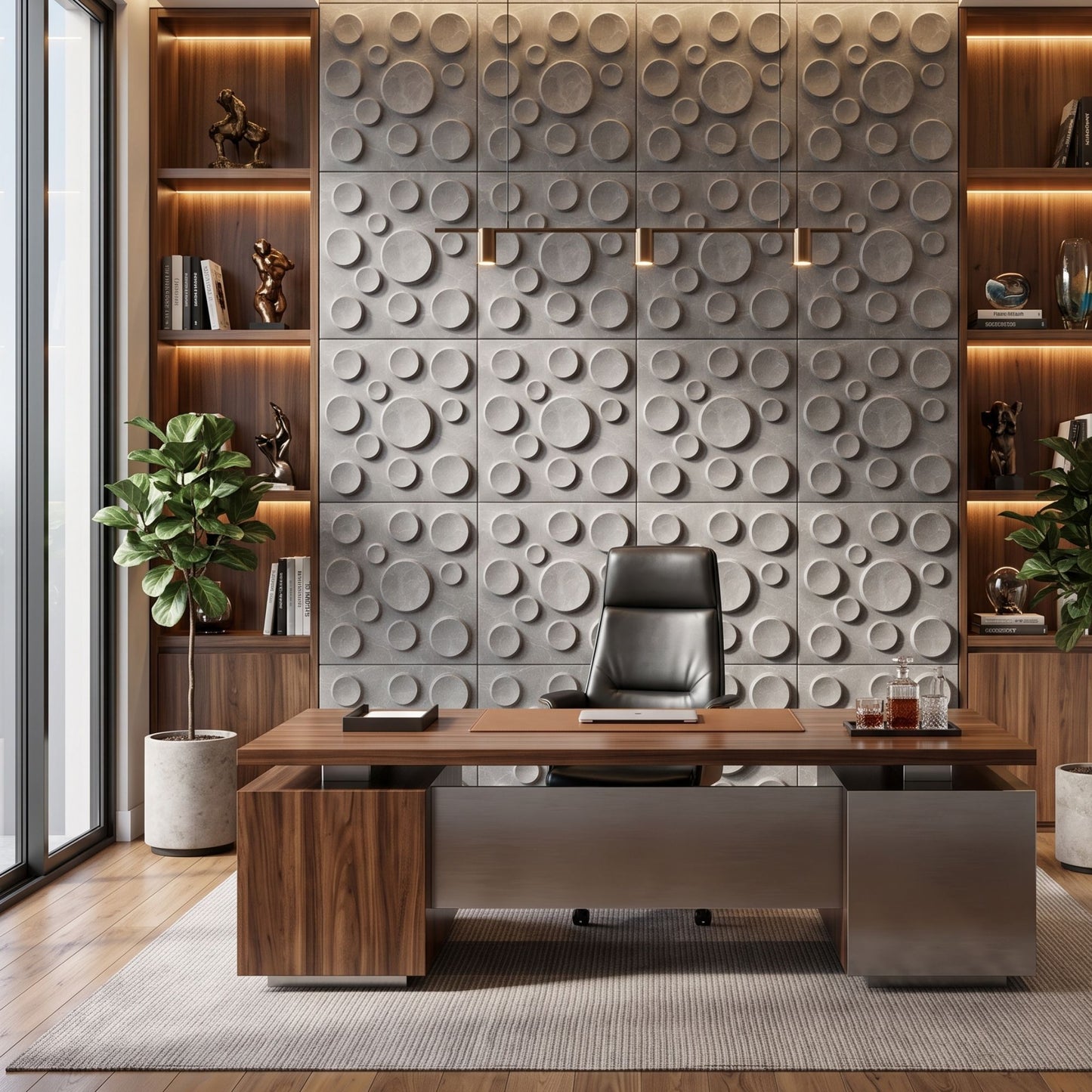 Gray Marble Moon Design 3D Wall Panel-1