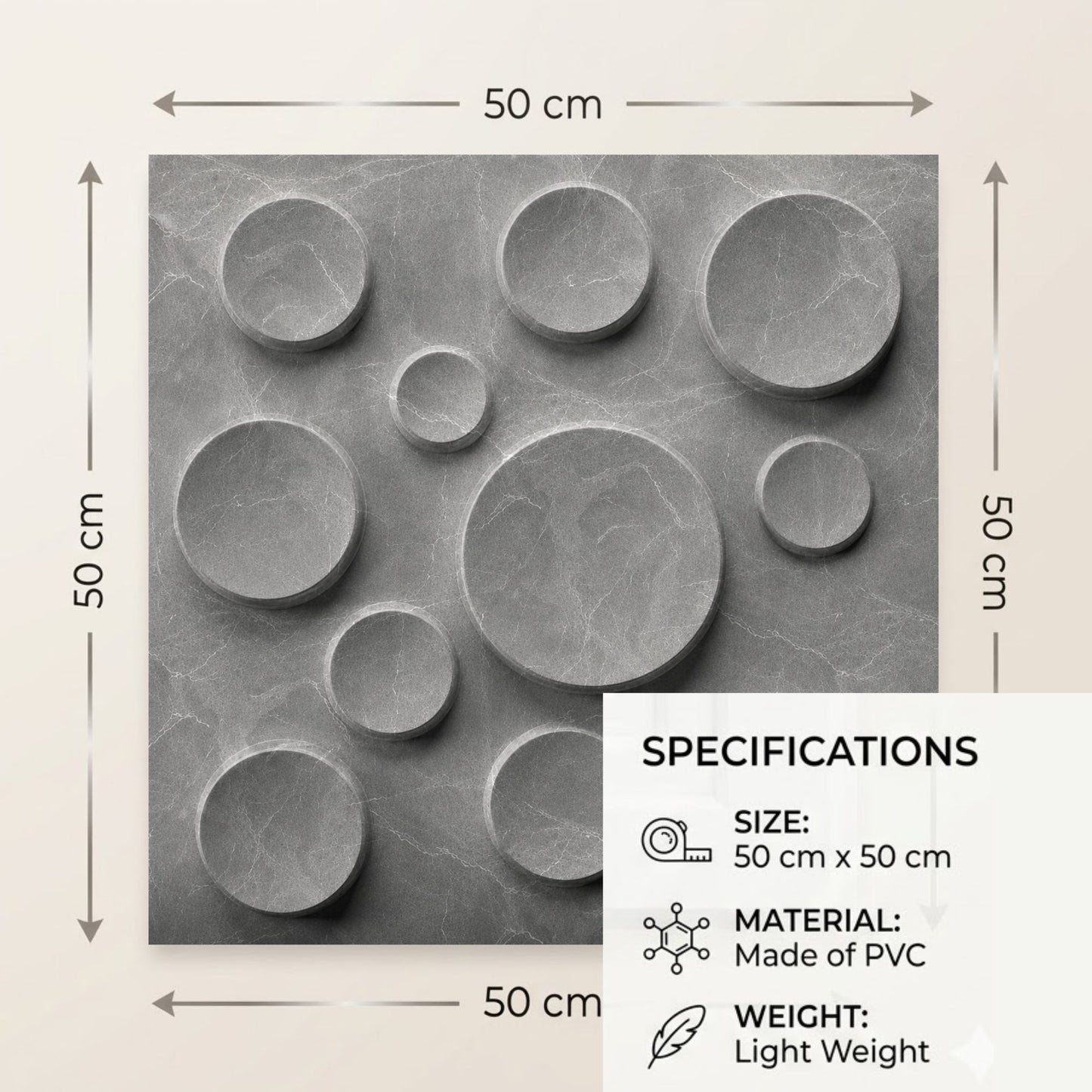 Gray Marble Moon Design 3D Wall Panel-3