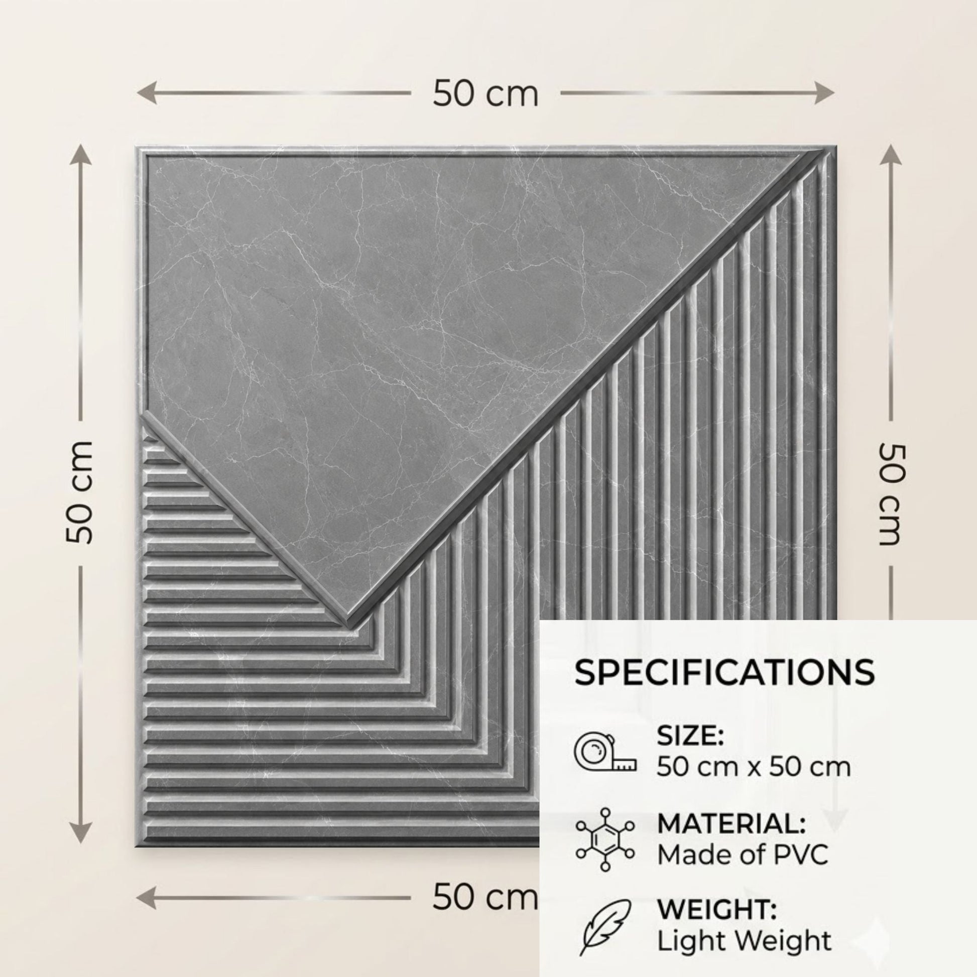Gray Marble Plaina Design 3D Wall Panel-3