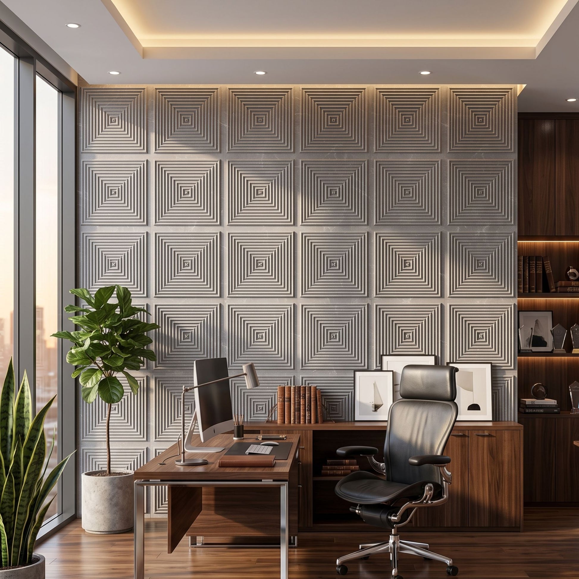 Gray Marble Pyramid Design 3D Wall Panel-1