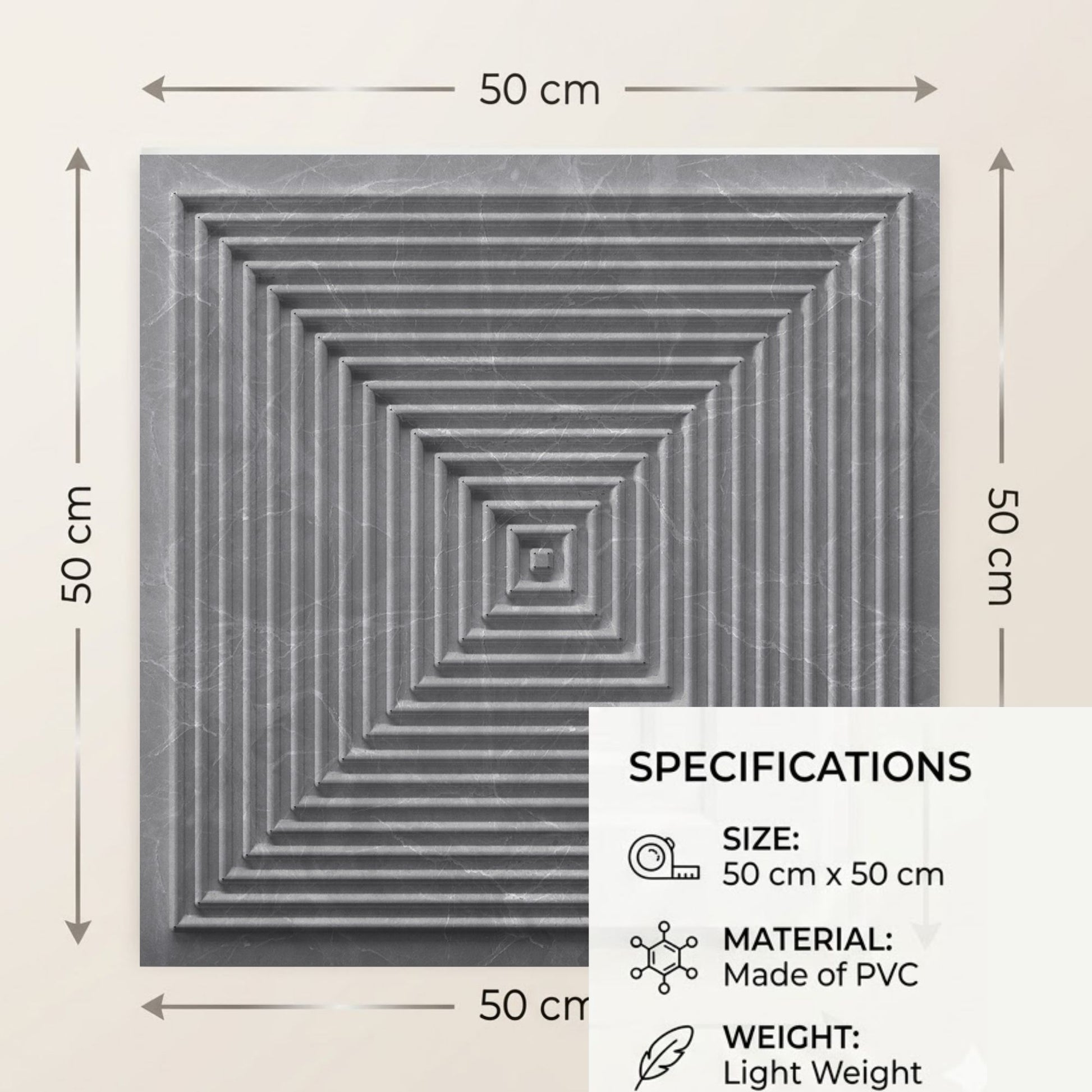 Gray Marble Pyramid Design 3D Wall Panel-2