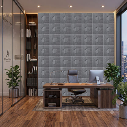 Gray Marble Self Adhesive PVC wall Panels Fluted Circle Design
