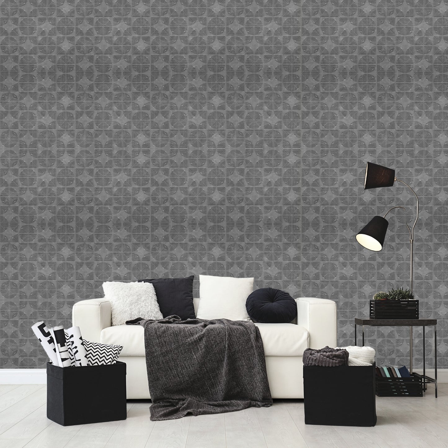 Gray Marble Self Adhesive Panels Quarter Circle Design
