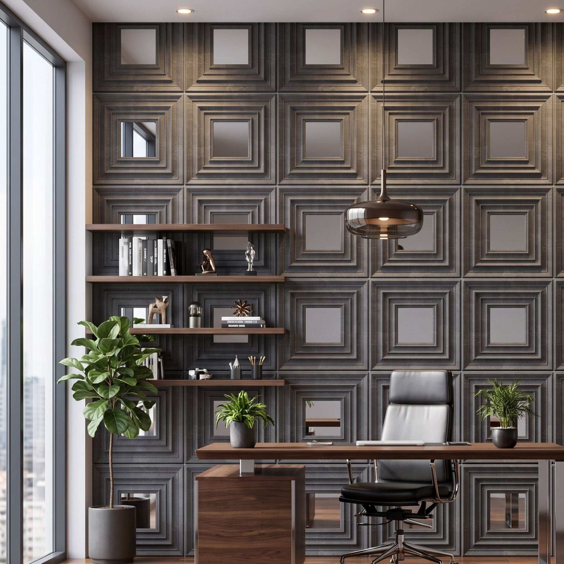 Gray Marble Silver Accent Design Acrylic 3D Wall Panel-1
