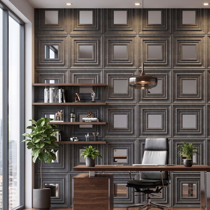 Gray Marble Silver Accent Design Acrylic 3D Wall Panel-1