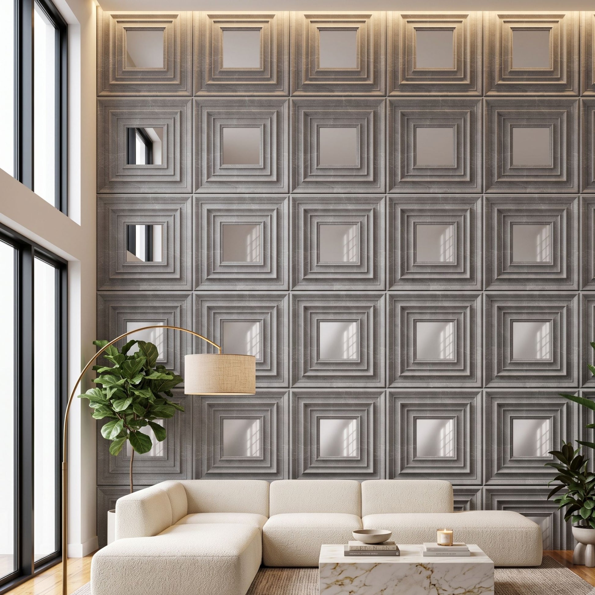 Gray Marble Silver Accent Design Acrylic 3D Wall Panel-2