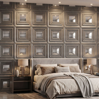 Gray Marble Silver Accent Design Acrylic 3D Wall Panel-3