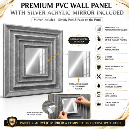 Gray Marble Silver Accent Design Acrylic 3D Wall Panel-6