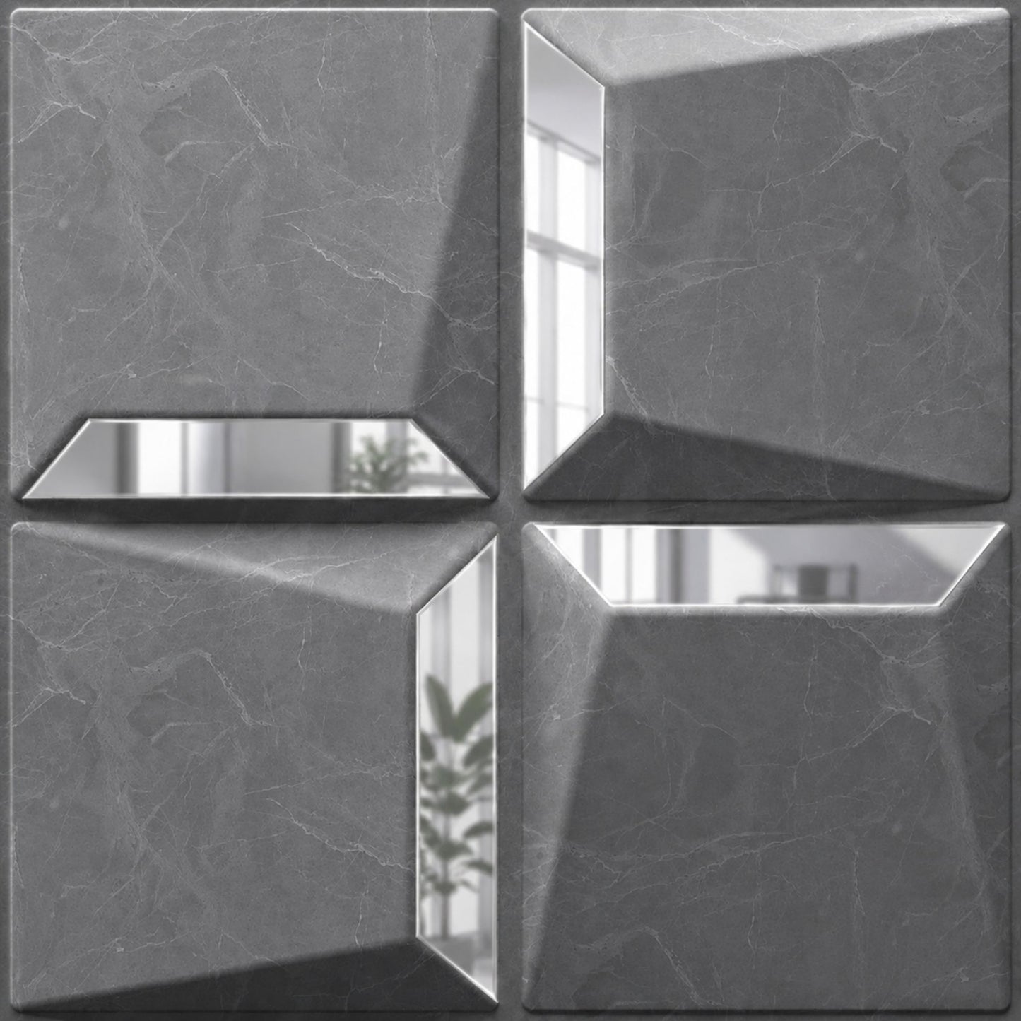 Gray Marble Silver Acrylic Cube Design 3D Wall Panel