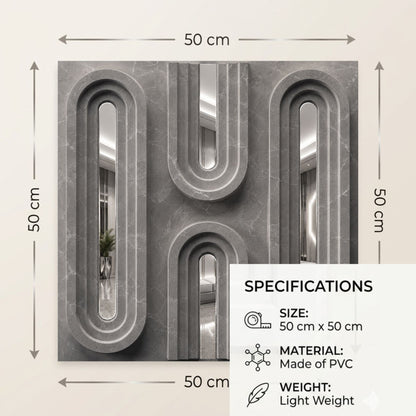 Gray Marble Silver Acrylic Loops Design 3D Wall Panel-4