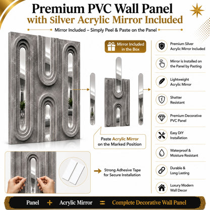 Gray Marble Silver Acrylic Loops Design 3D Wall Panel-6