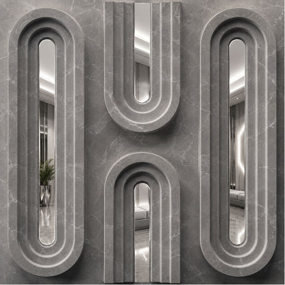 Gray Marble Silver Acrylic Loops Design 3D Wall Panel