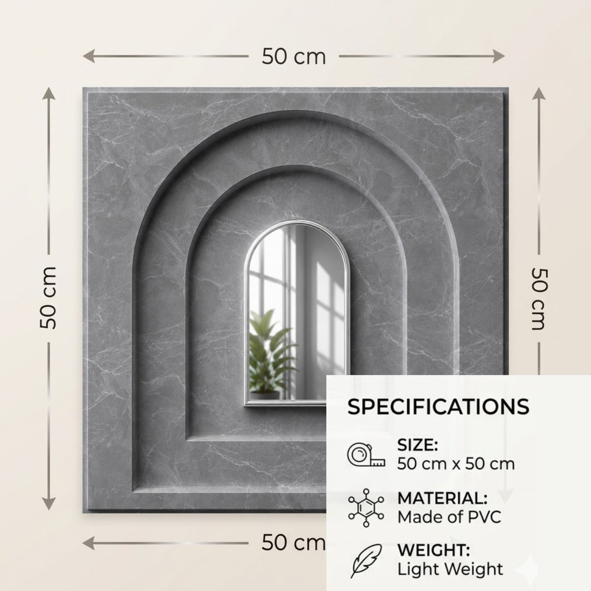Gray Marble Silver Archi Design Acrylic 3D Wall Panel-2