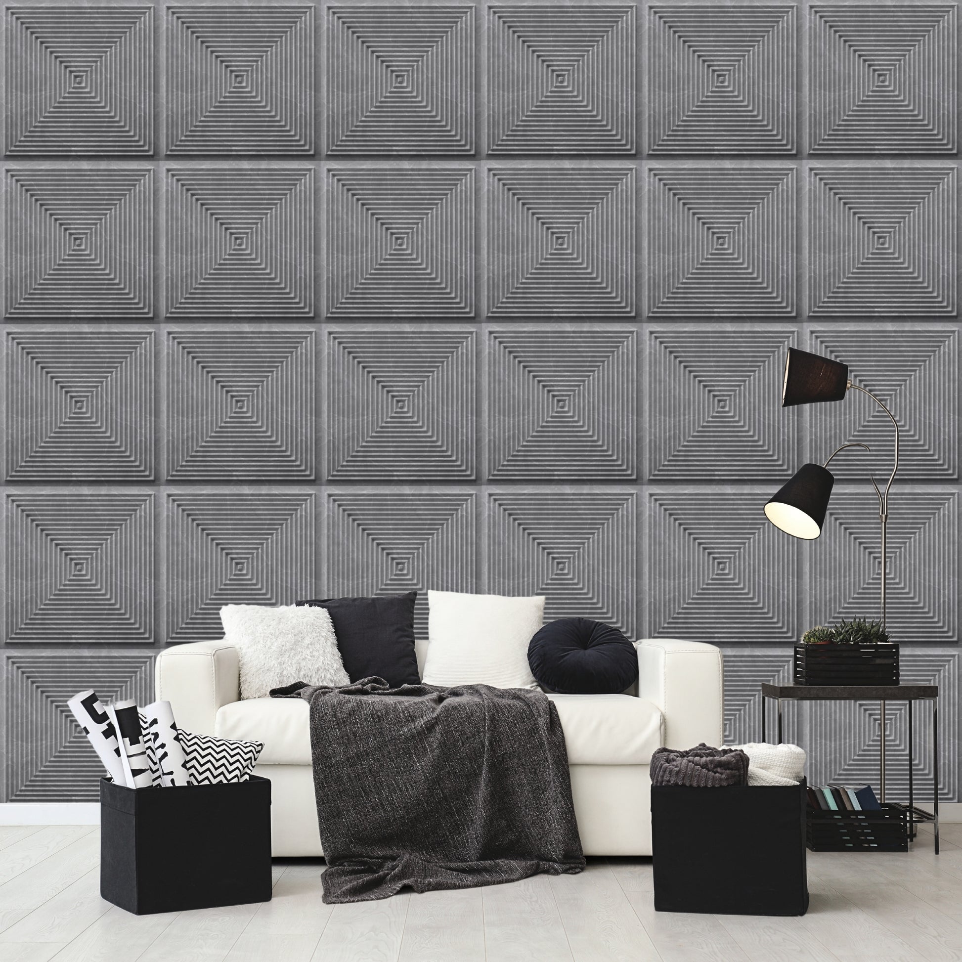 Gray Marble Self Adhesive Panels Square Design TP112