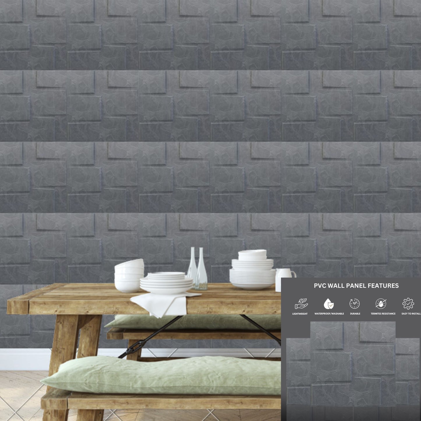 Gray Marble Stream Design 3D Wall Panel-2