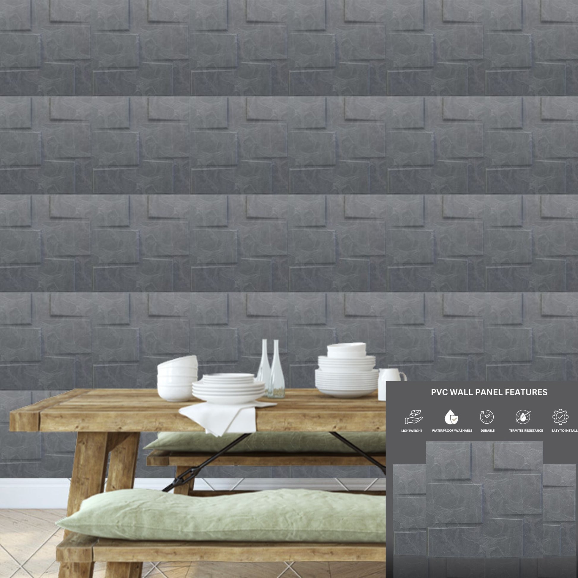 Gray Marble Stream Design 3D Wall Panel-2