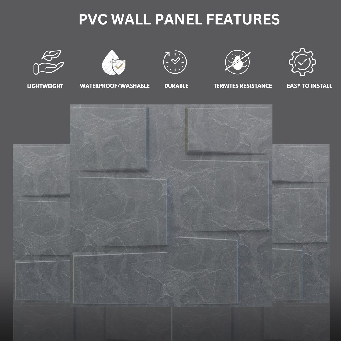 Gray Marble Stream Design 3D Wall Panel-3