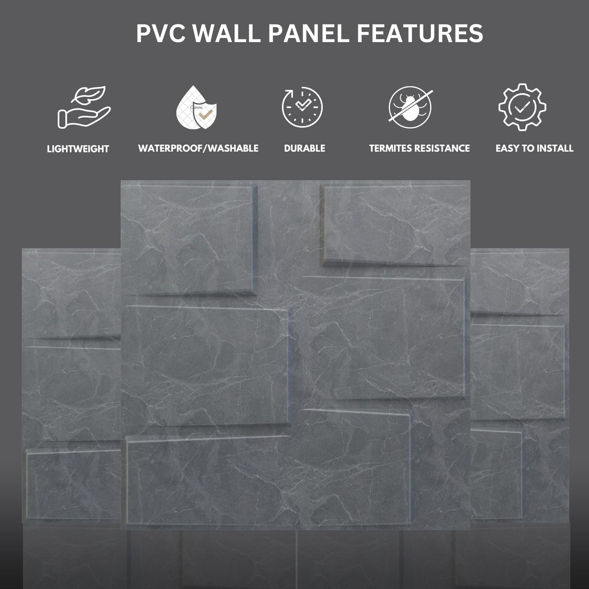 Gray Marble Stream Design 3D Wall Panel-3