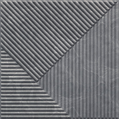 Gray Marble 3D Wall Panels Stripe Design