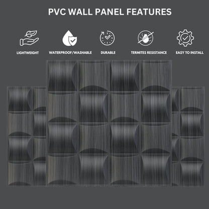 Gray Pine Wood Block Design 3D Wall Panel View-3