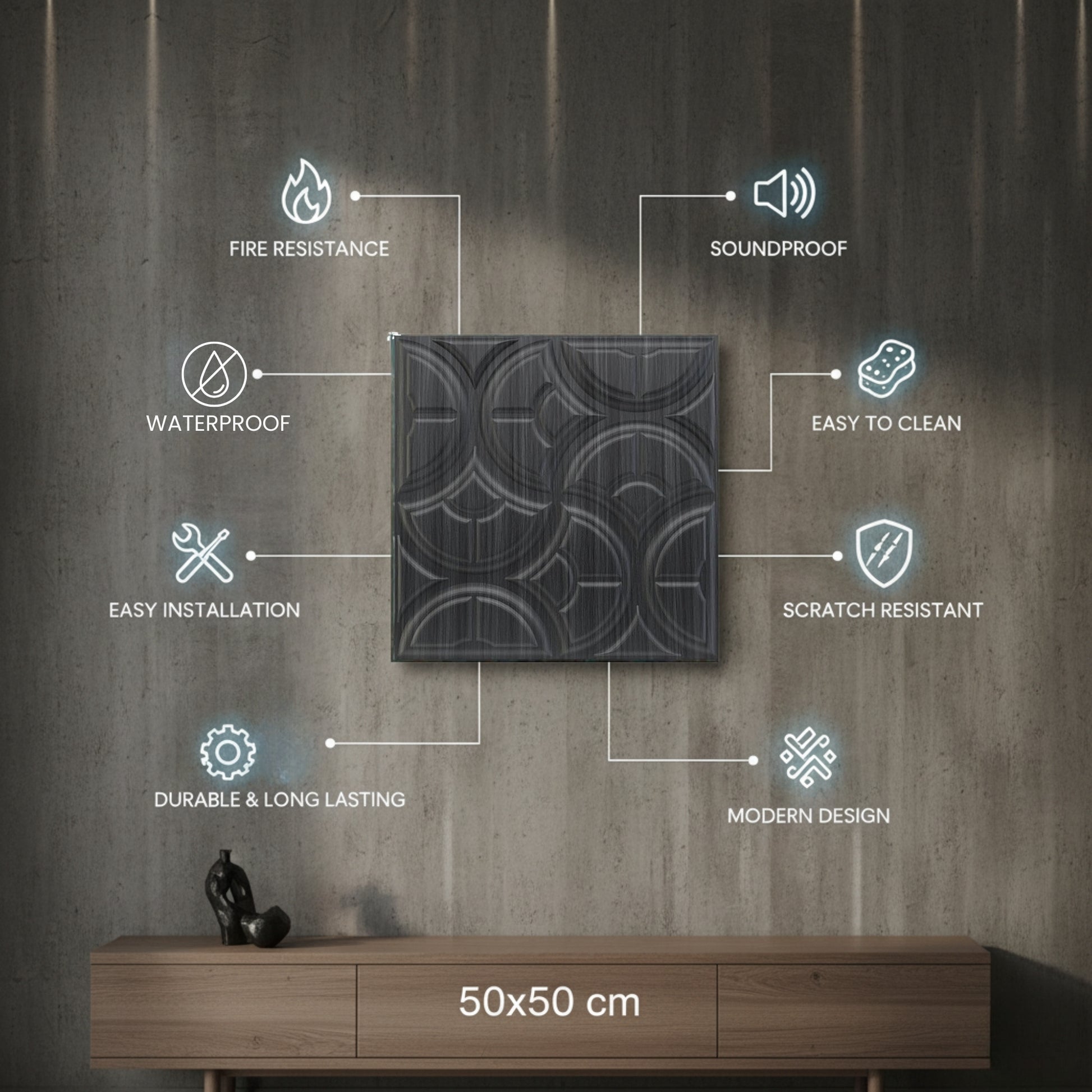 Gray Pine Wood 3D Wall Panels Luna Design