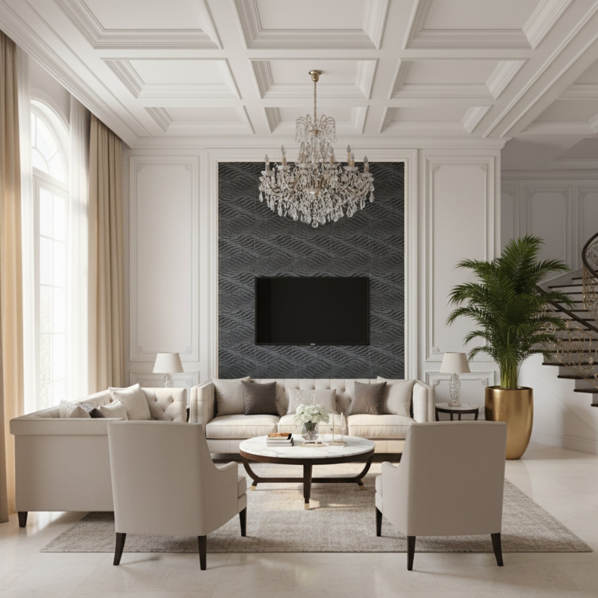 Gray Pine Wood 3D Wall Panels Swirl Design