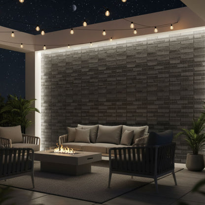 Gray Pine Wood 3D Wall Panels Vault Design