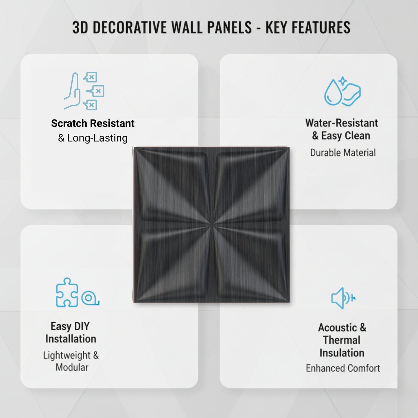 Gray Pine Wood Bloom Design 3D Wall Panel View-2