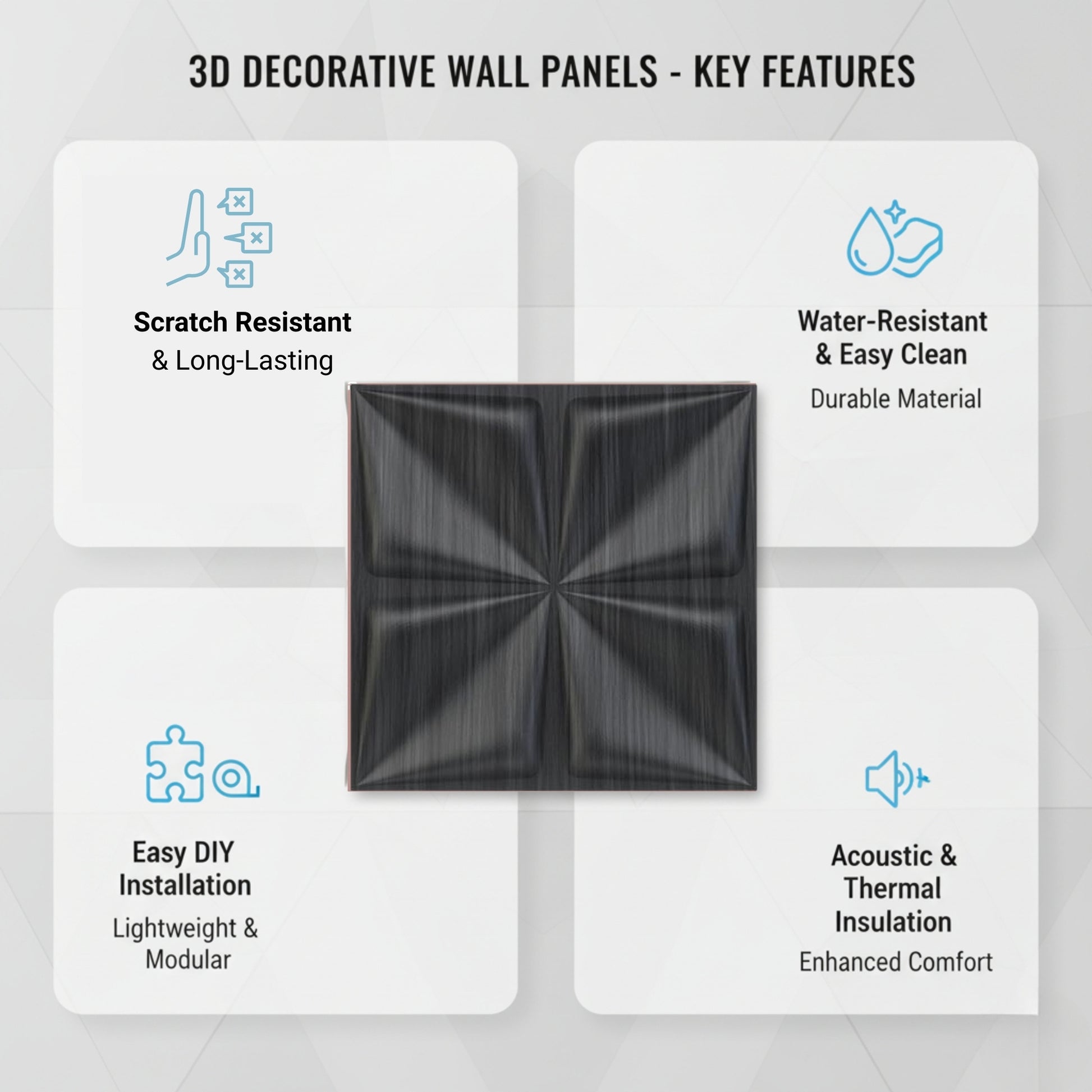 Gray Pine Wood Bloom Design 3D Wall Panel View-2